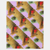 Couverture Polaire Ciel rose rétro Cheval de Noël (Devant)