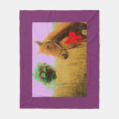 Couverture Polaire Ciel rose rétro Cheval de Noël (Devant)