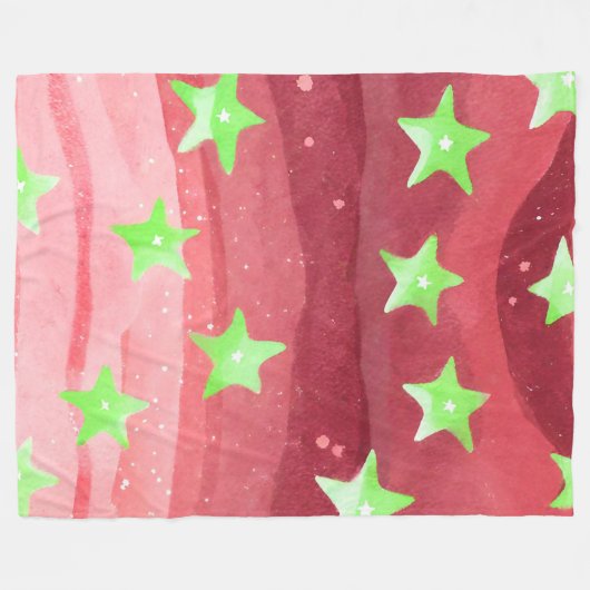 Couverture Polaire ciel rouge avec étoiles (Devant (Horizontal))