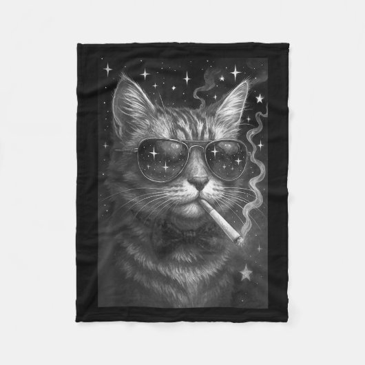 Couverture Polaire Cigarette Kitten Drôle Fumer Chat Mème Bra Stupide (Devant)