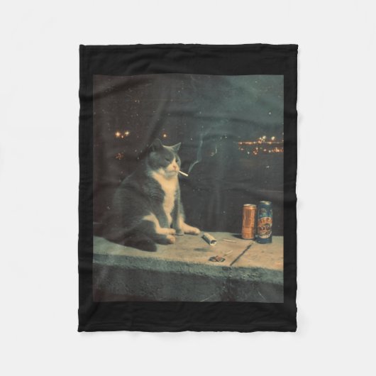 Couverture Polaire Cigarette Kitten Drôle Fumer Mème Chat Stud Cervea (Devant)