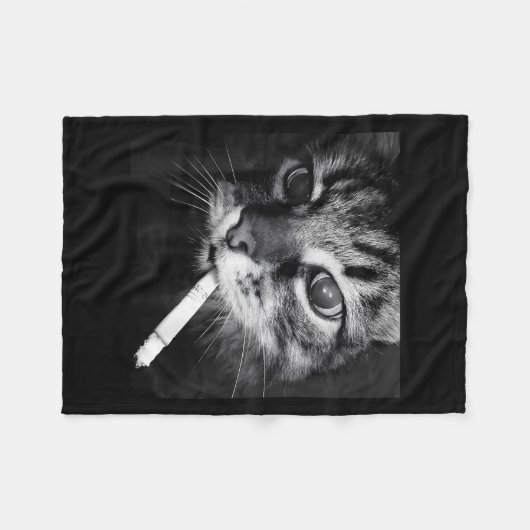 Couverture Polaire Cigarette Kitten Drôle Fumer Mème Chat Stud Cervea (Devant (Horizontal))