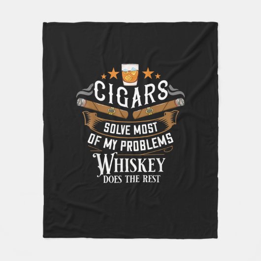 Couverture Polaire Cigars Solve Most Of My Problems Whiskey (Devant)