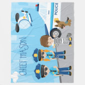 Couverture Polaire Cignon petit homme de police avec prénom (Devant)