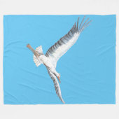 Couverture Polaire cigogne blanche volant sur l'arrière - plan bleu (Devant (Horizontal))