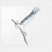 Couverture Polaire cigogne blanche volant sur un arrière - plan blanc (Devant (Horizontal))