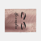 Couverture Polaire Cils Rose Gold Blush Pink Monogram Pailletés (Devant (Horizontal))