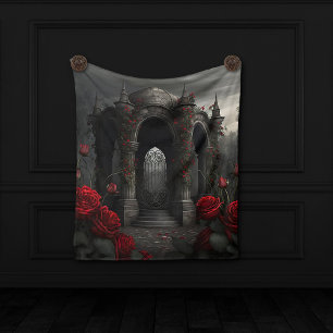 Couverture Polaire Cimetière gothique Gazebo avec des roses rouges la