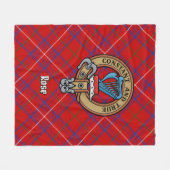 Couverture Polaire Cimier Rose de clan sur Tartan (Devant (Horizontal))