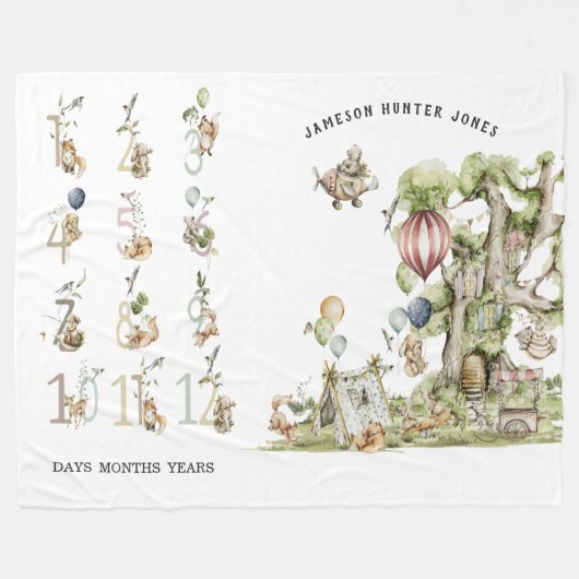 Couverture Polaire Circus Woodland Forest Animaux | Jalon bébé (Devant (Horizontal))