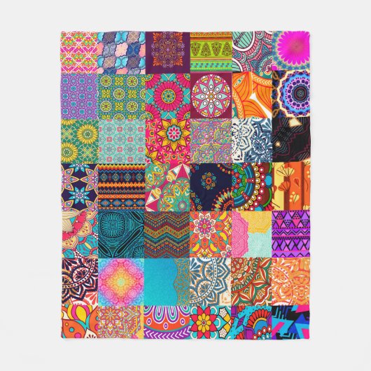 Couverture Polaire Cire africaine Patchwork Ankara Ethnic Fabric (Devant)