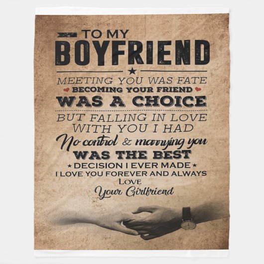 Couverture Polaire Citation d'amour pour petit ami | Cadeau mignon pe (Devant)