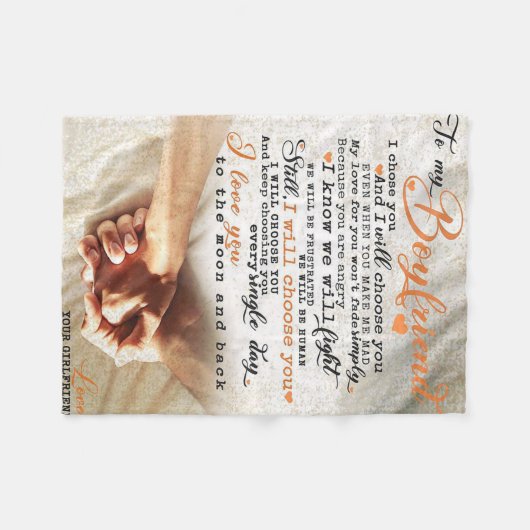 Couverture Polaire Citation d'amour pour petit ami | Cadeau pour mari (Devant (Horizontal))