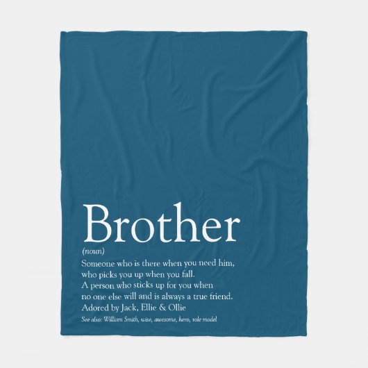 Couverture Polaire Citation de définition de frère cool moderne bleu  (Devant)