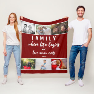 Couverture Polaire Citation de famille 6 Collage photo Conserver le s