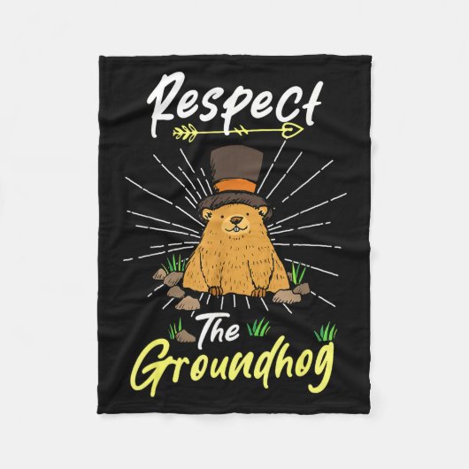 Couverture Polaire Citation drôle de Groundhog Day Respectez la marmo (Devant)