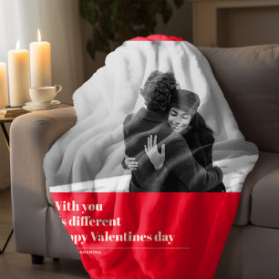 Couverture Polaire Citation et photo rouge tendance   Cadeau Valentin