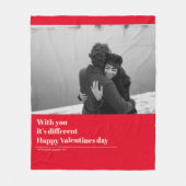 Couverture Polaire Citation et photo rouge tendance | Cadeau Valentin (Devant)