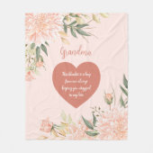 Couverture Polaire Citation Grand-Mère Aquarelle Rose Floral (Devant)