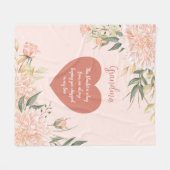 Couverture Polaire Citation Grand-Mère Aquarelle Rose Floral (Devant (Horizontal))