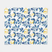 Couverture Polaire Citron à l'aquarelle bleue (Devant (Horizontal))