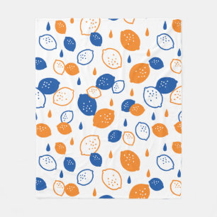 Couverture Polaire Citron bleu et orange Motif Jouer sur le thème des