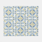 Couverture Polaire Citron en carrelage bleu italien (Devant (Horizontal))