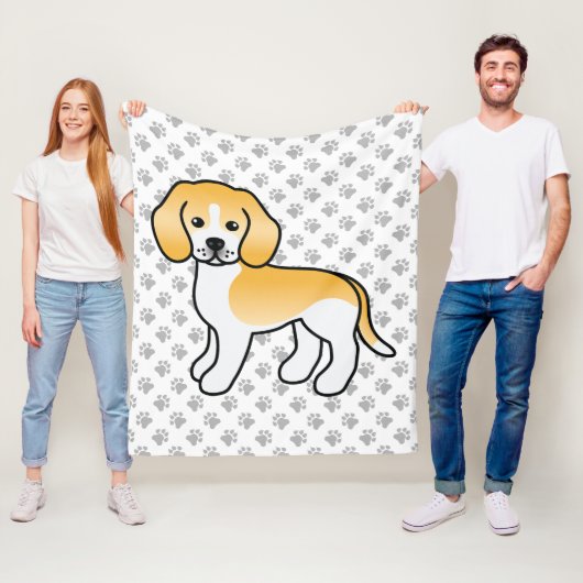 Couverture Polaire Citron Et Beagle Blanc Cartographier Chien Et Patr (En situation)