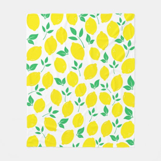 Couverture Polaire Citron jaune et feuilles verts (Devant)