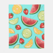 Couverture Polaire Citron Melon Fraise Fruits Sur Fond Bleu Clair (Devant)