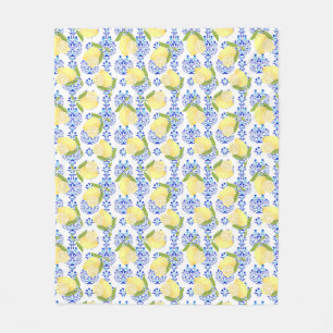 Couverture Polaire Citron Motif Aimer Blanc