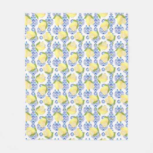 Couverture Polaire Citron Motif Aimer Blanc (Devant)
