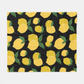Couverture Polaire Citron Motif Fruit Rétro Jaune sur Noir (Devant (Horizontal))