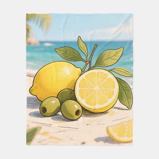Couverture Polaire Citron Soleil Olive Fraîcheur Côtière (Devant)