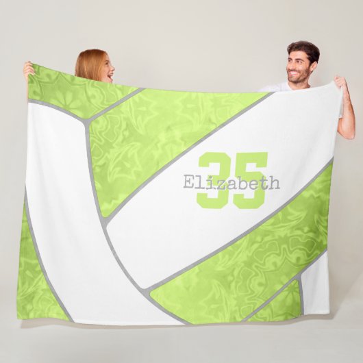 Couverture Polaire citron vert clair volleyball filles nom personnali (En situation)