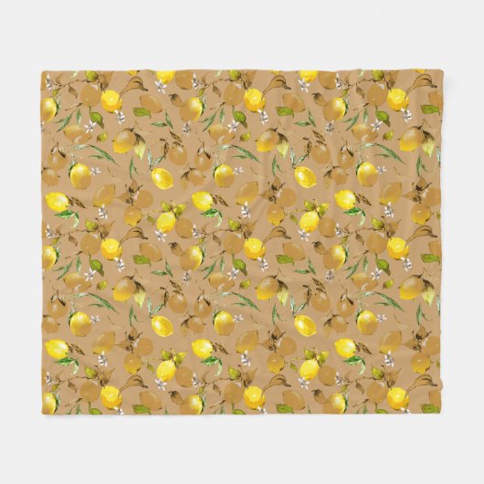 Couverture Polaire citrons d'aquarelle 32 (Devant (Horizontal))