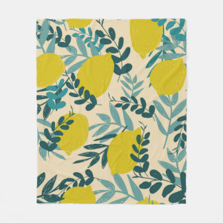 Couverture Polaire Citrons et feuilles, arrière - plan vintage.