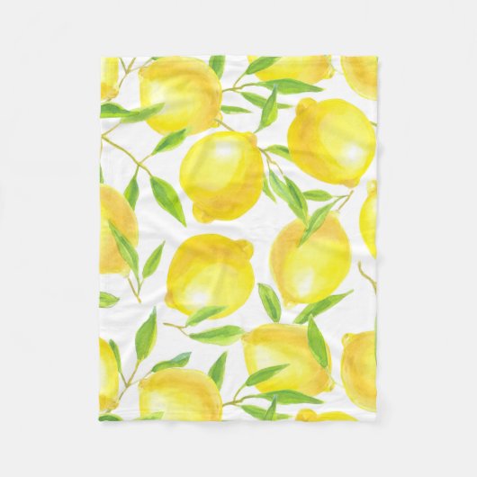 Couverture Polaire Citrons et motif feuille (Devant)