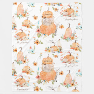 Couverture Polaire Citrouille Automne Feuilles d'automne en Fleurs Aq