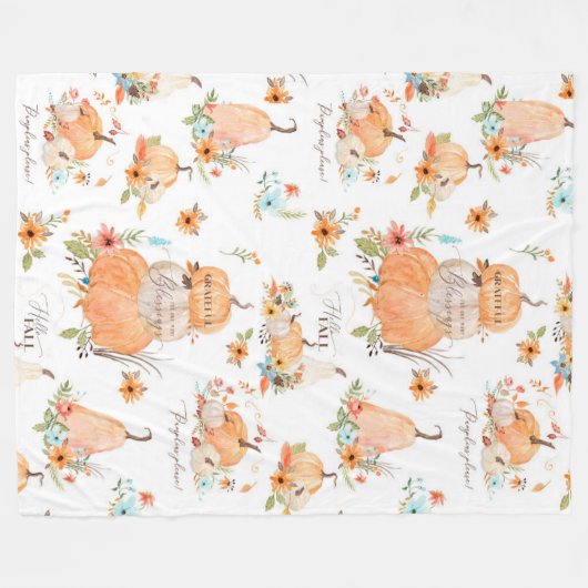 Couverture Polaire Citrouille Automne Feuilles d'automne en Fleurs Aq (Devant (Horizontal))