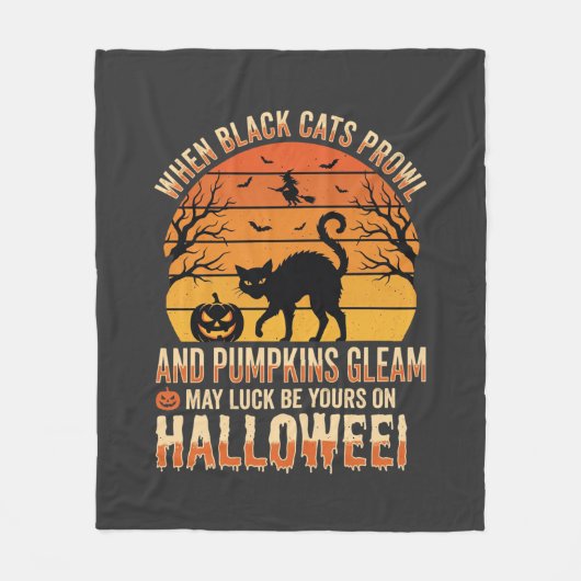 Couverture Polaire Citrouille Chat Noir Halloween Design Vectoriel (Devant)