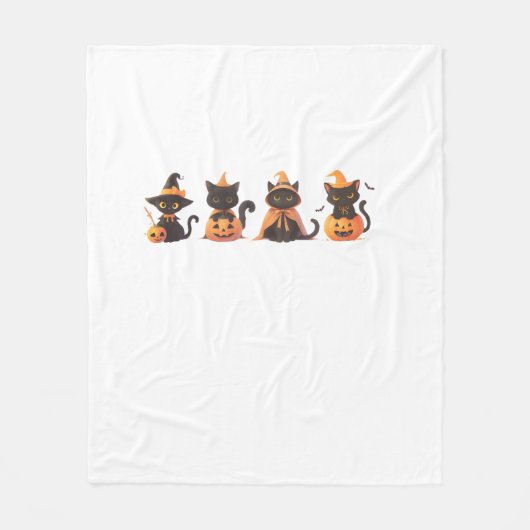 Couverture Polaire Citrouille de chat noir (Devant)