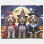 Couverture Polaire Citrouille de chien Cockapoo Halloween drôle (Devant (Horizontal))