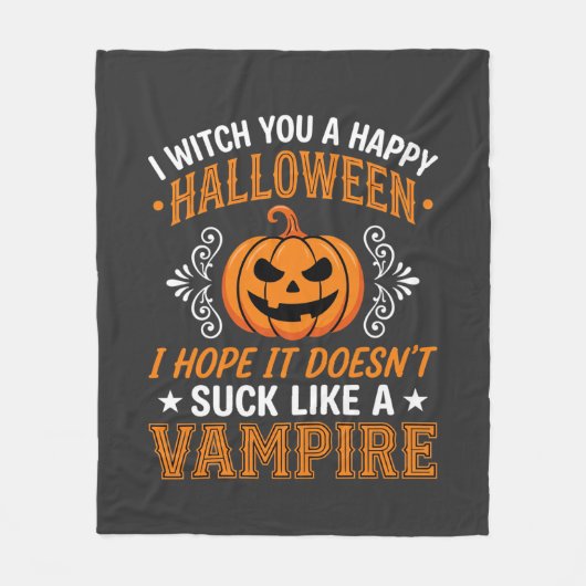 Couverture Polaire Citrouille de vampire drôle d'Halloween (Devant)