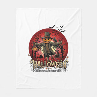 Couverture Polaire Citrouille d'Halloween Épouvantail Corbeau Chauves