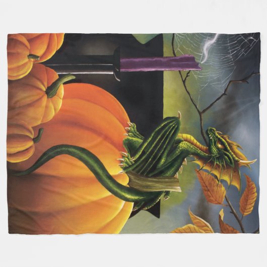 Couverture Polaire Citrouille Dragon Cauldron Halloween (Devant (Horizontal))