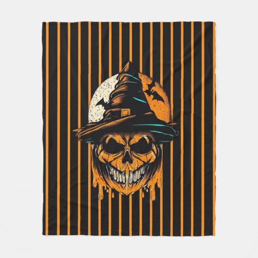 Couverture Polaire citrouille/Halloween/crâne/éffrayant (Devant)