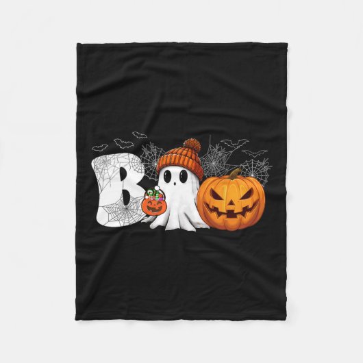 Couverture Polaire Citrouille Jack-o'-lantern Ghost Boo Costume d'Hal (Devant)