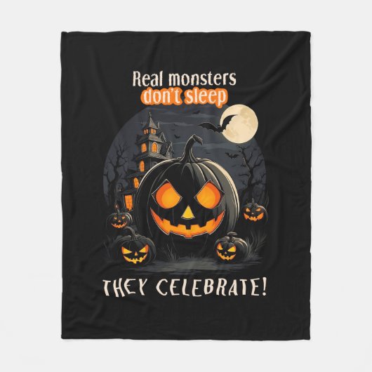 Couverture Polaire Citrouille noir d'Halloween (Devant)