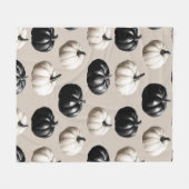Couverture Polaire Citrouille noir et blanc Design automne (Devant (Horizontal))